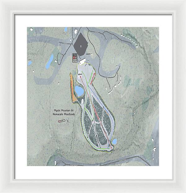 Mystic Mountain Nemacolin Ski Trail Map - Framed Print - Powderaddicts