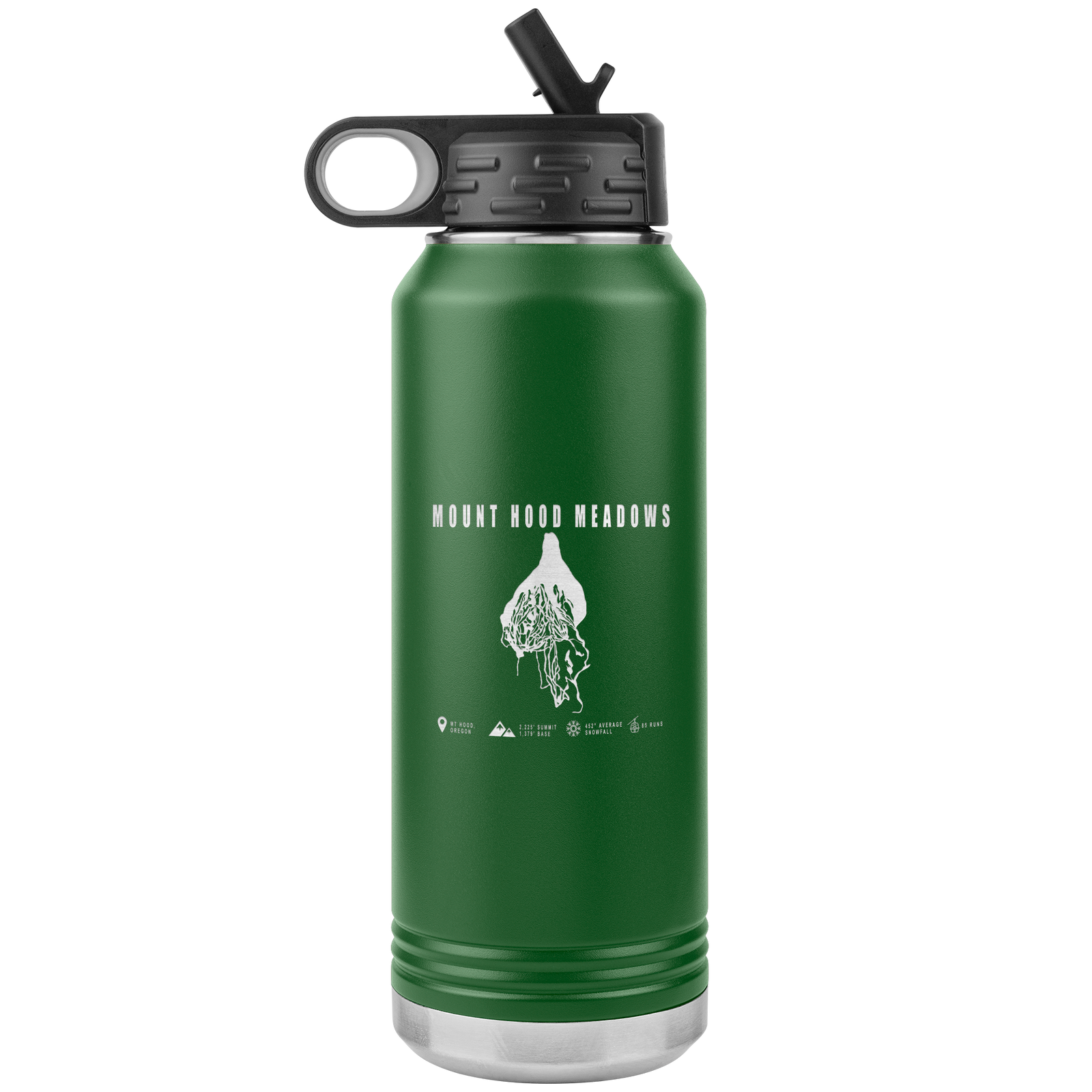 Mount Hood Meadows, Oregon Ski Trail Map 32oz Water Bottle Tumbler - Powderaddicts