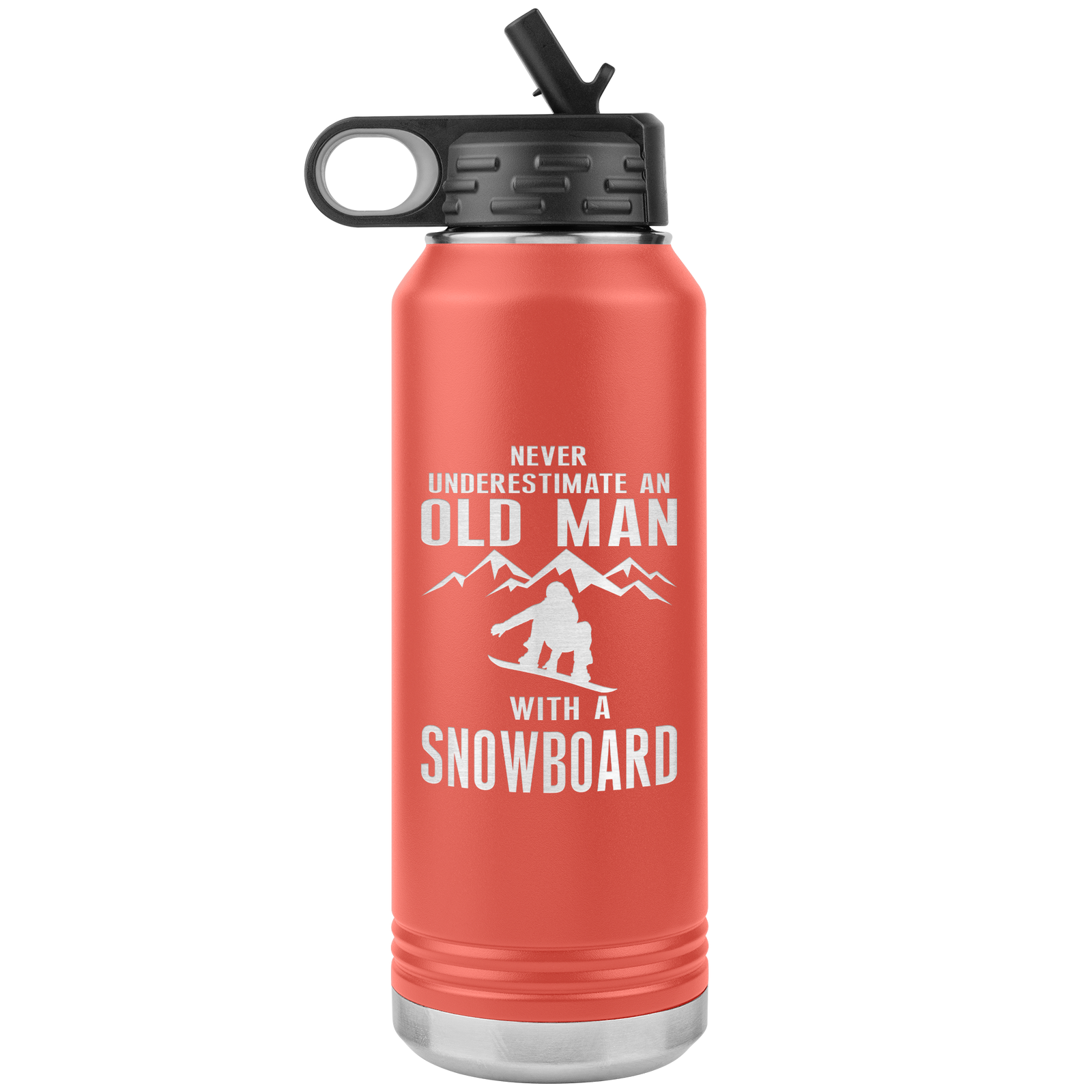 Never Underestimate An Old Man With A Snowboard 32oz Water Bottle Tumbler - Powderaddicts