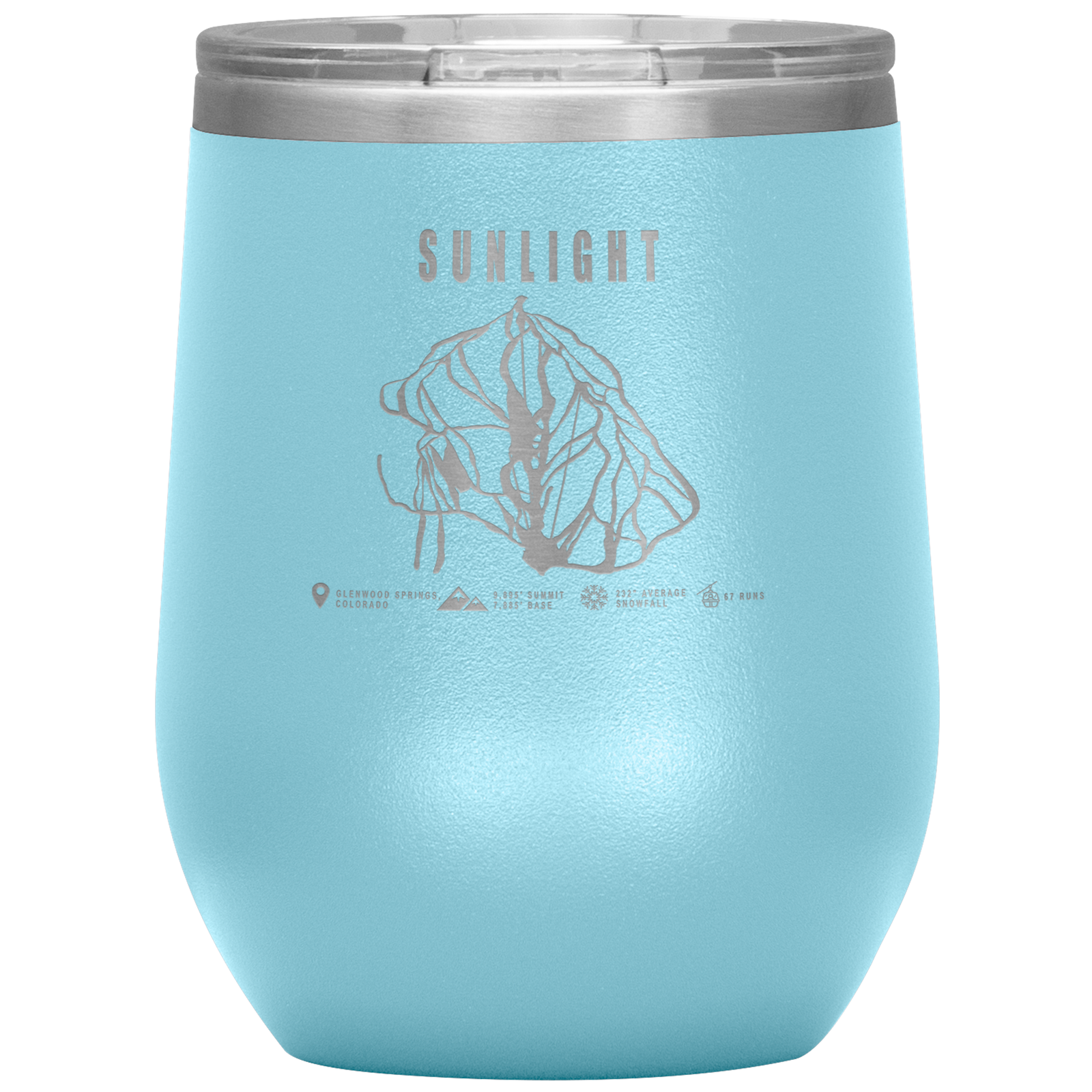 Sunlight Colorado Ski Trail Map Wine 12oz Tumbler - Powderaddicts