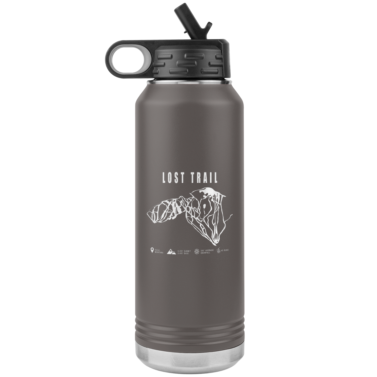 Lost Trail Montana Ski Trail Map 32oz Water Bottle Tumbler - Powderaddicts