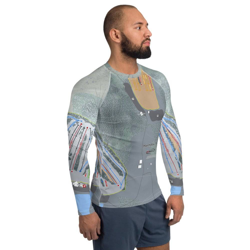Nashoba Valley, Massachusetts Ski Trail Map Men's Base Layer Top - Powderaddicts
