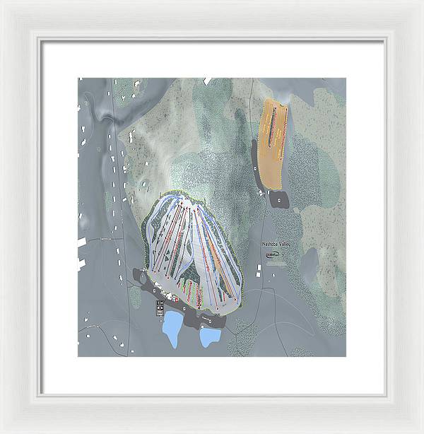 Nashoba Valley Ski Trail Map - Framed Print - Powderaddicts