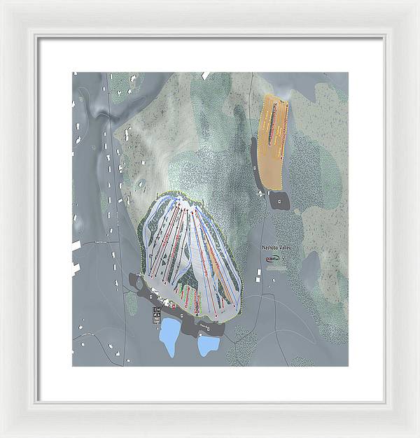Nashoba Valley Ski Trail Map - Framed Print - Powderaddicts
