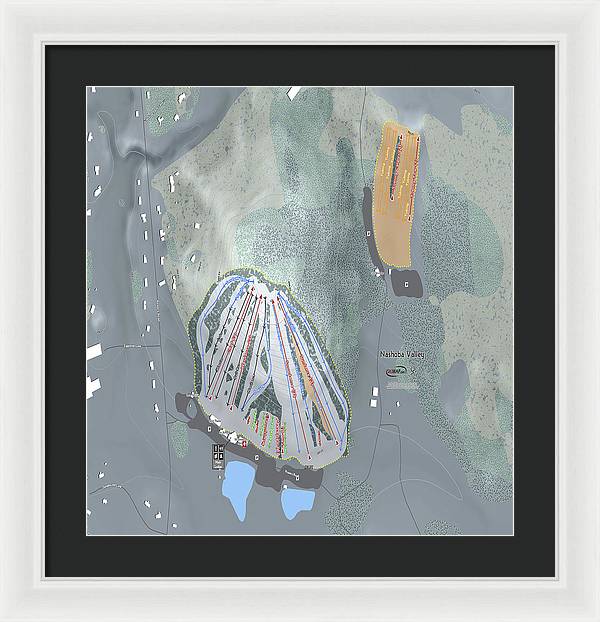 Nashoba Valley Ski Trail Map - Framed Print - Powderaddicts