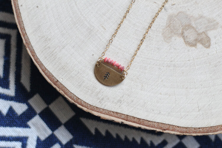 STAMPED HALFMOON CORAL TREE NECKLACE - Powderaddicts
