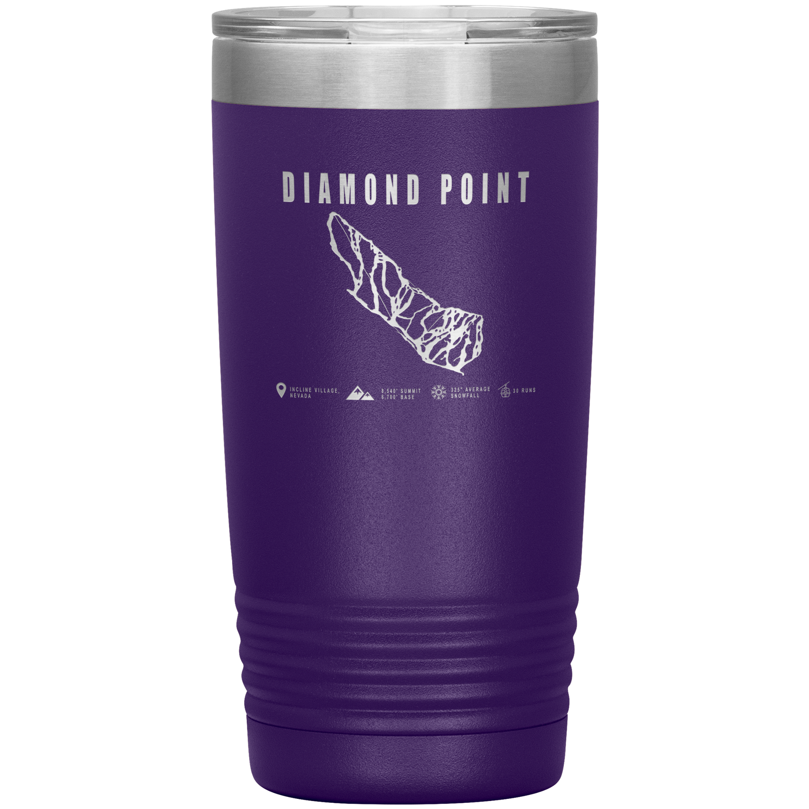 Diamond Point, Nevada Ski Trail Map 20oz Tumbler - Powderaddicts