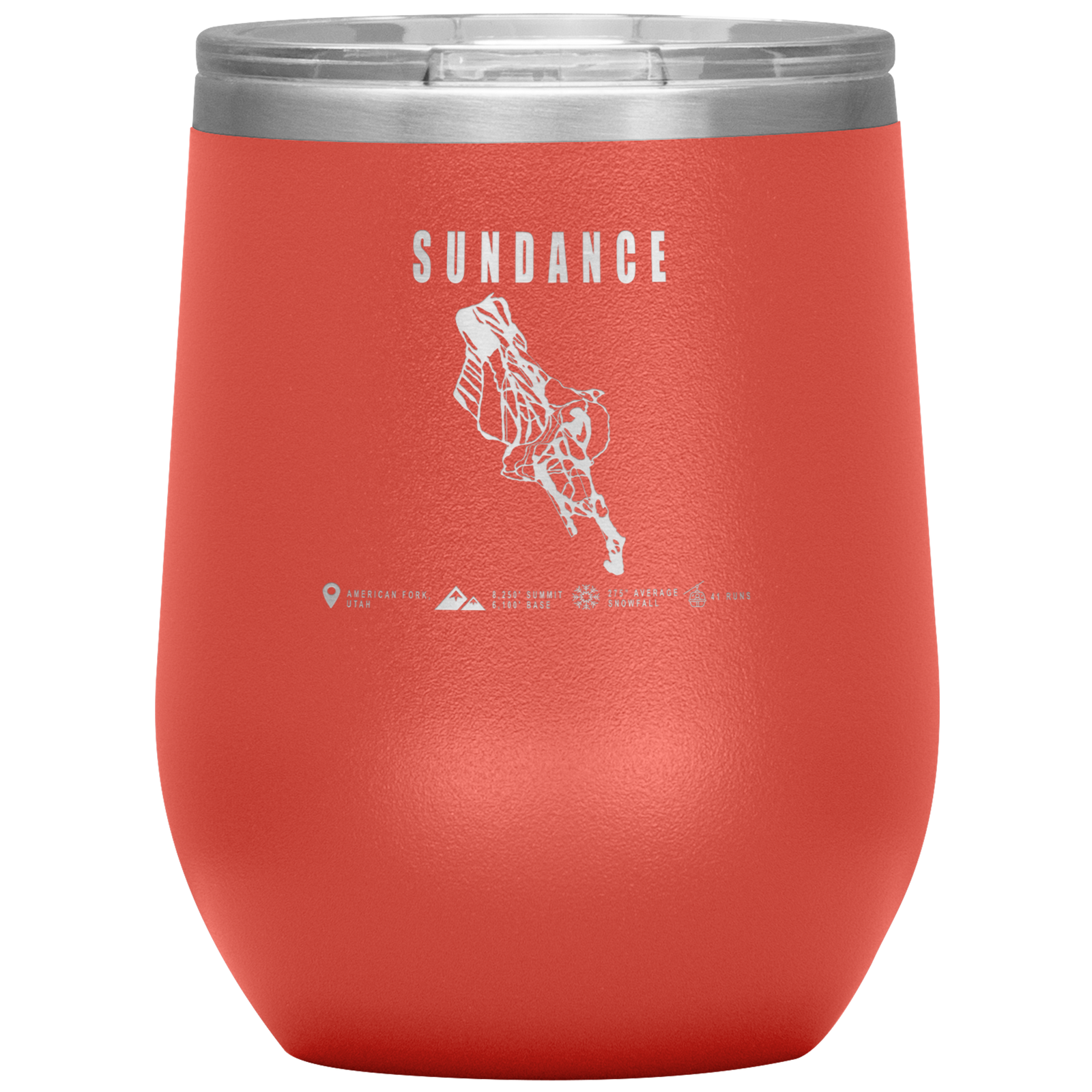 Sundance,Utah Ski Trail Map Wine 12oz Tumbler - Powderaddicts