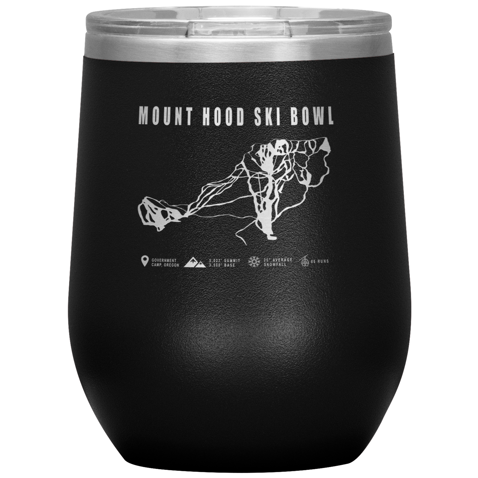 Mount Hood Ski Bowl, Oregon Ski Trail Map Wine 12oz Tumbler - Powderaddicts