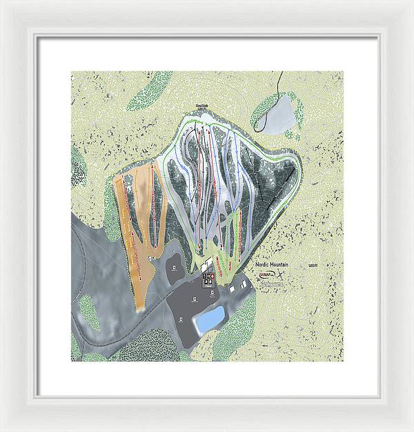 Nordic Mountain Ski Trail Map - Framed Print - Powderaddicts