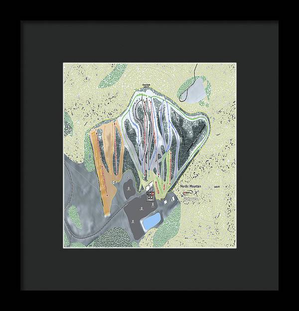 Nordic Mountain Ski Trail Map - Framed Print - Powderaddicts