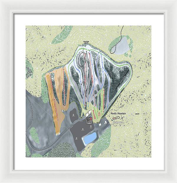 Nordic Mountain Ski Trail Map - Framed Print - Powderaddicts
