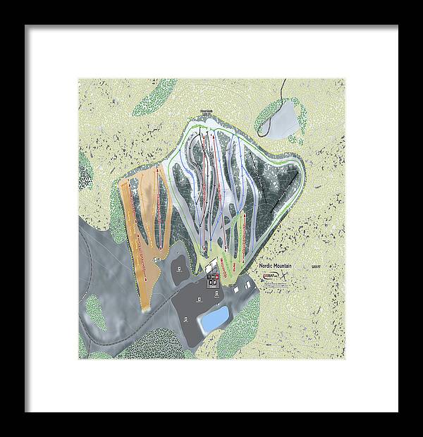 Nordic Mountain Ski Trail Map - Framed Print - Powderaddicts