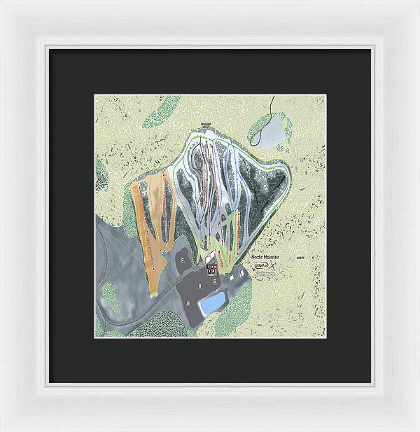 Nordic Mountain Ski Trail Map - Framed Print - Powderaddicts