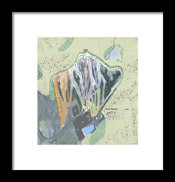 Nordic Mountain Ski Trail Map - Framed Print - Powderaddicts