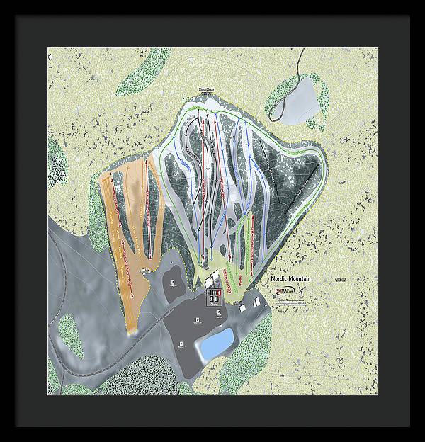 Nordic Mountain Ski Trail Map - Framed Print - Powderaddicts