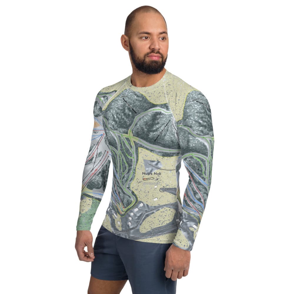 Nub's Nob, Michigan Ski Trail Map Men's Base Layer Top - Powderaddicts