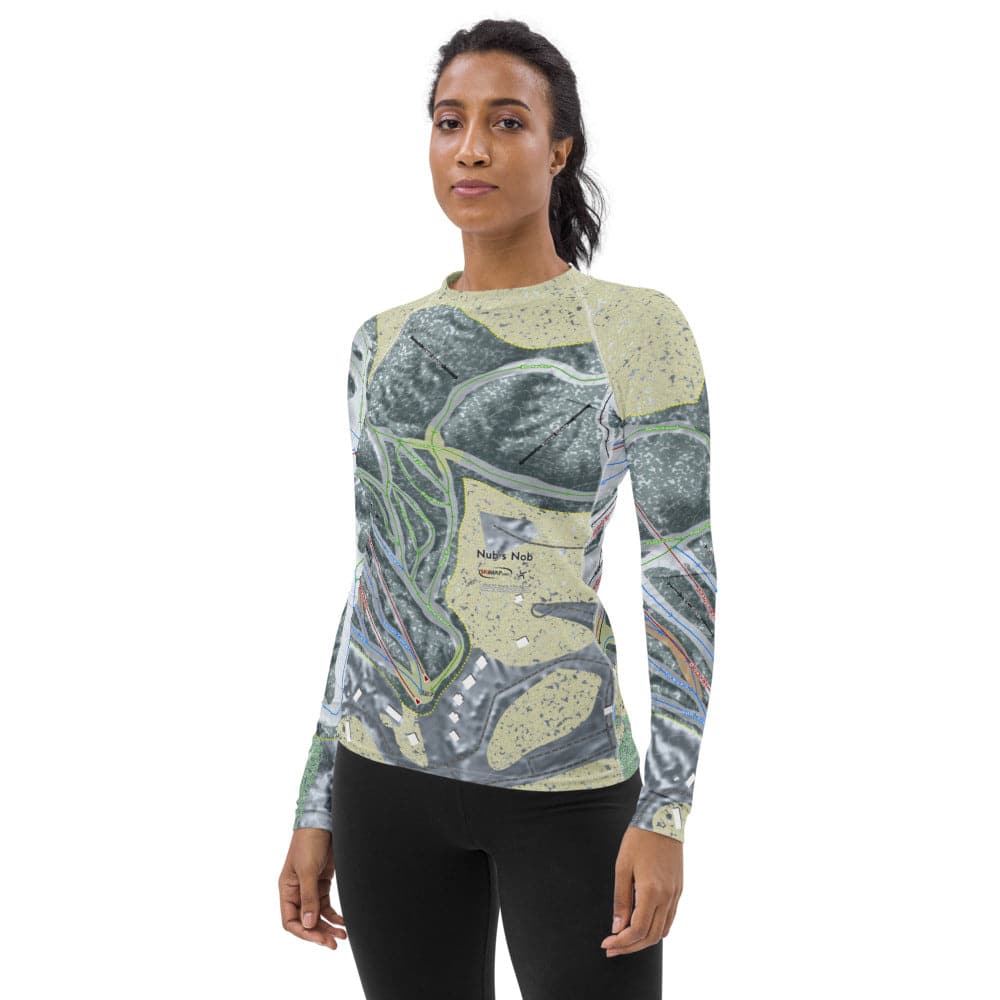 Nub's Nob, Michigan Ski Trail Map Women's Base Layer Top - Powderaddicts