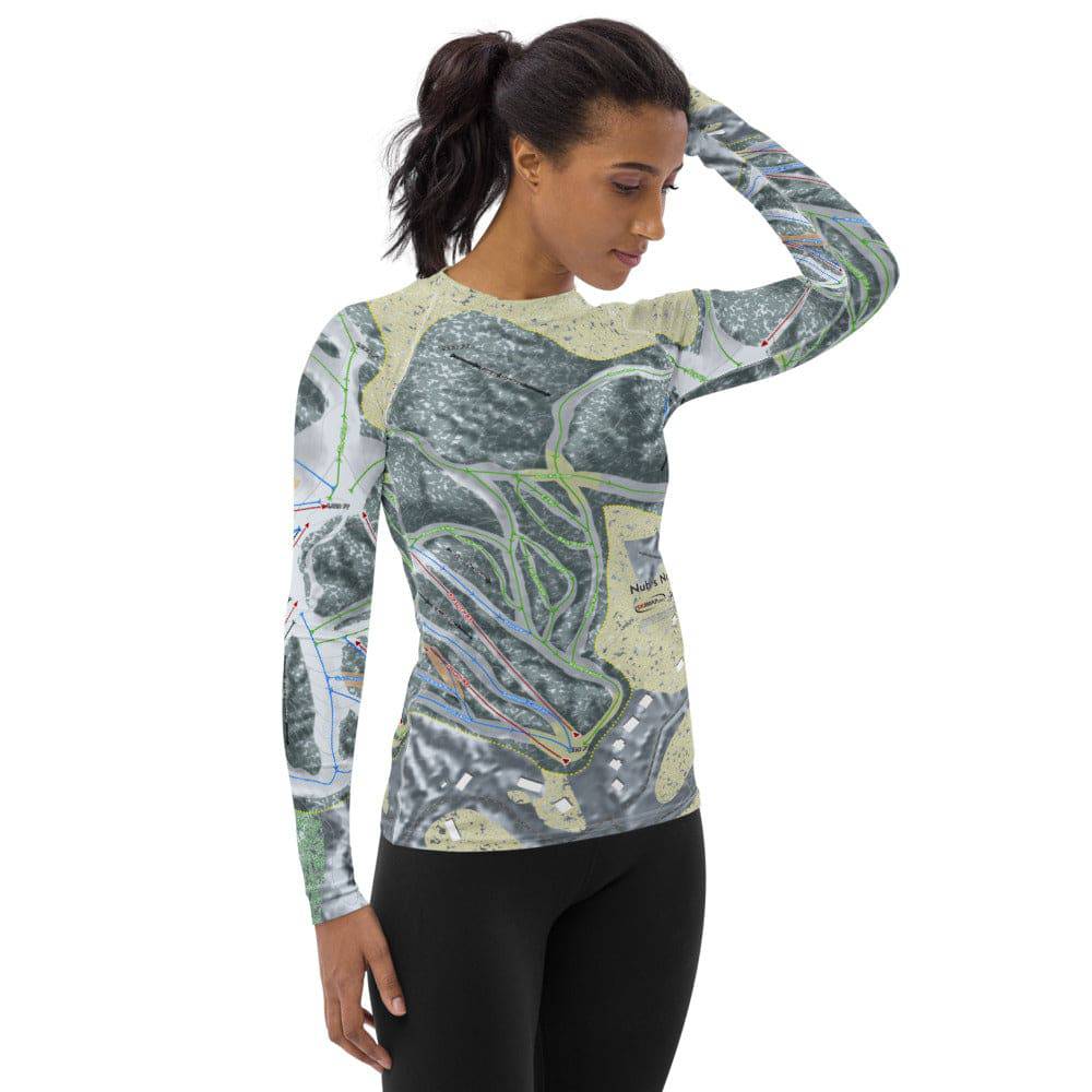 Nub's Nob, Michigan Ski Trail Map Women's Base Layer Top - Powderaddicts