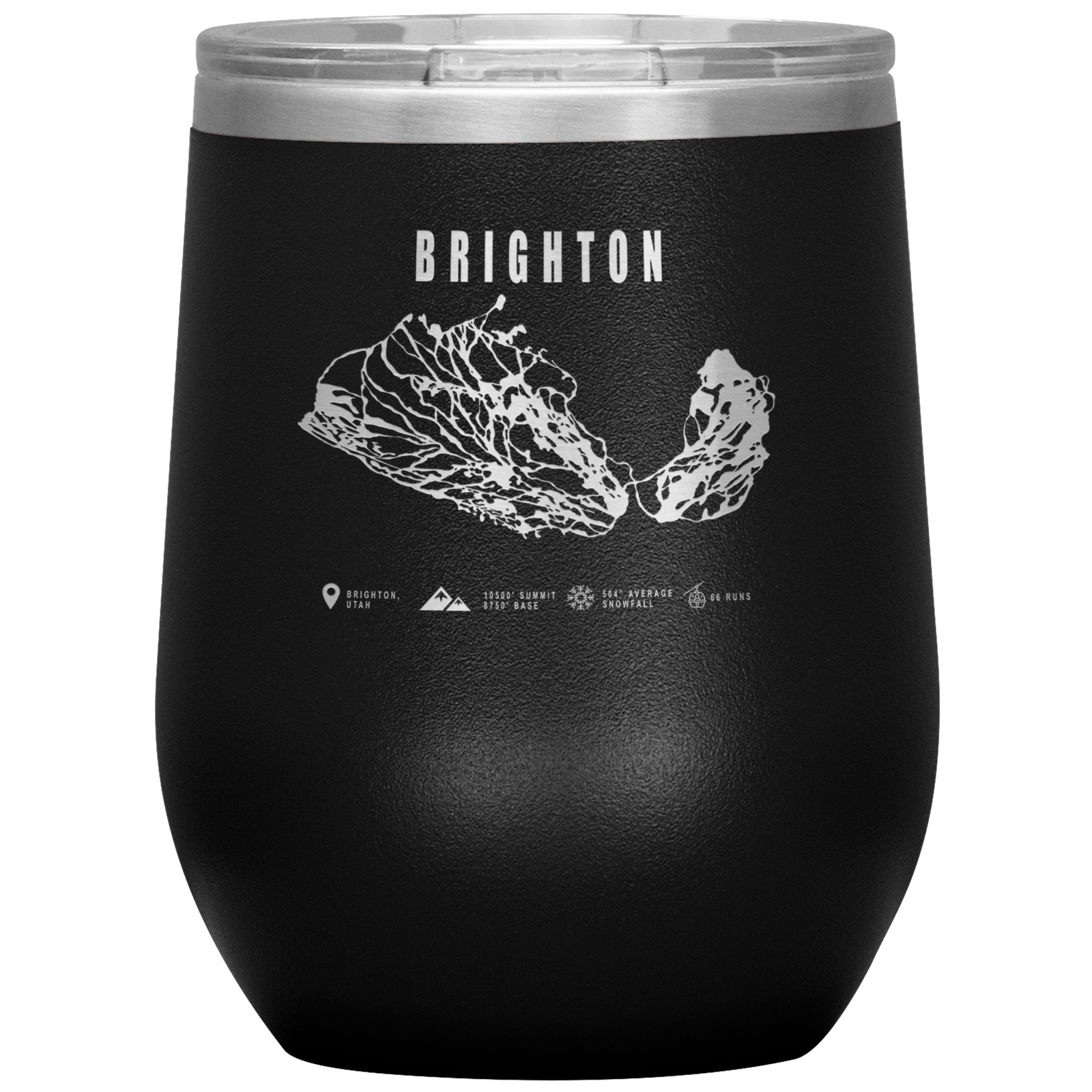 Brighton,Utah Ski Trail Map Wine 12oz Tumbler - Powderaddicts