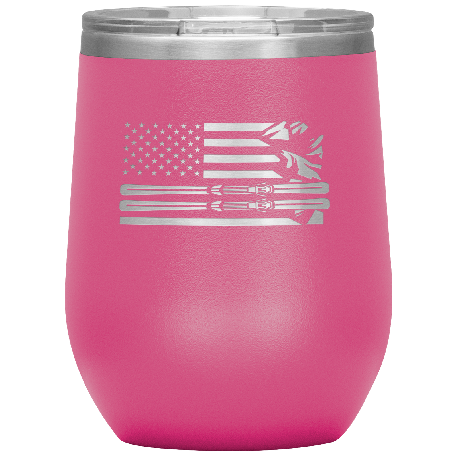 USA Ski Flag 12oz Wine Tumbler - Powderaddicts
