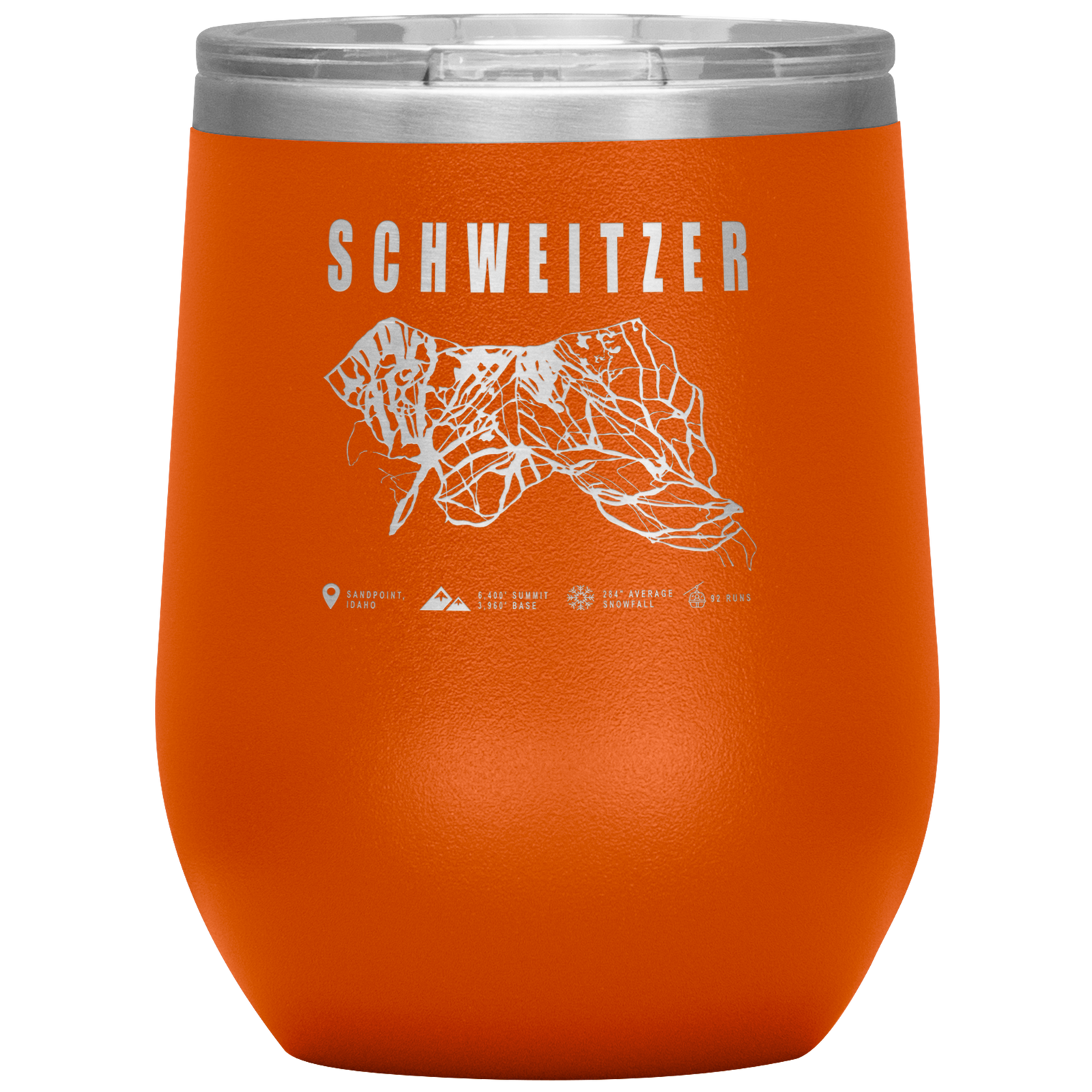 Schweitzer Idaho Ski Trail Map Wine 12oz Tumbler - Powderaddicts