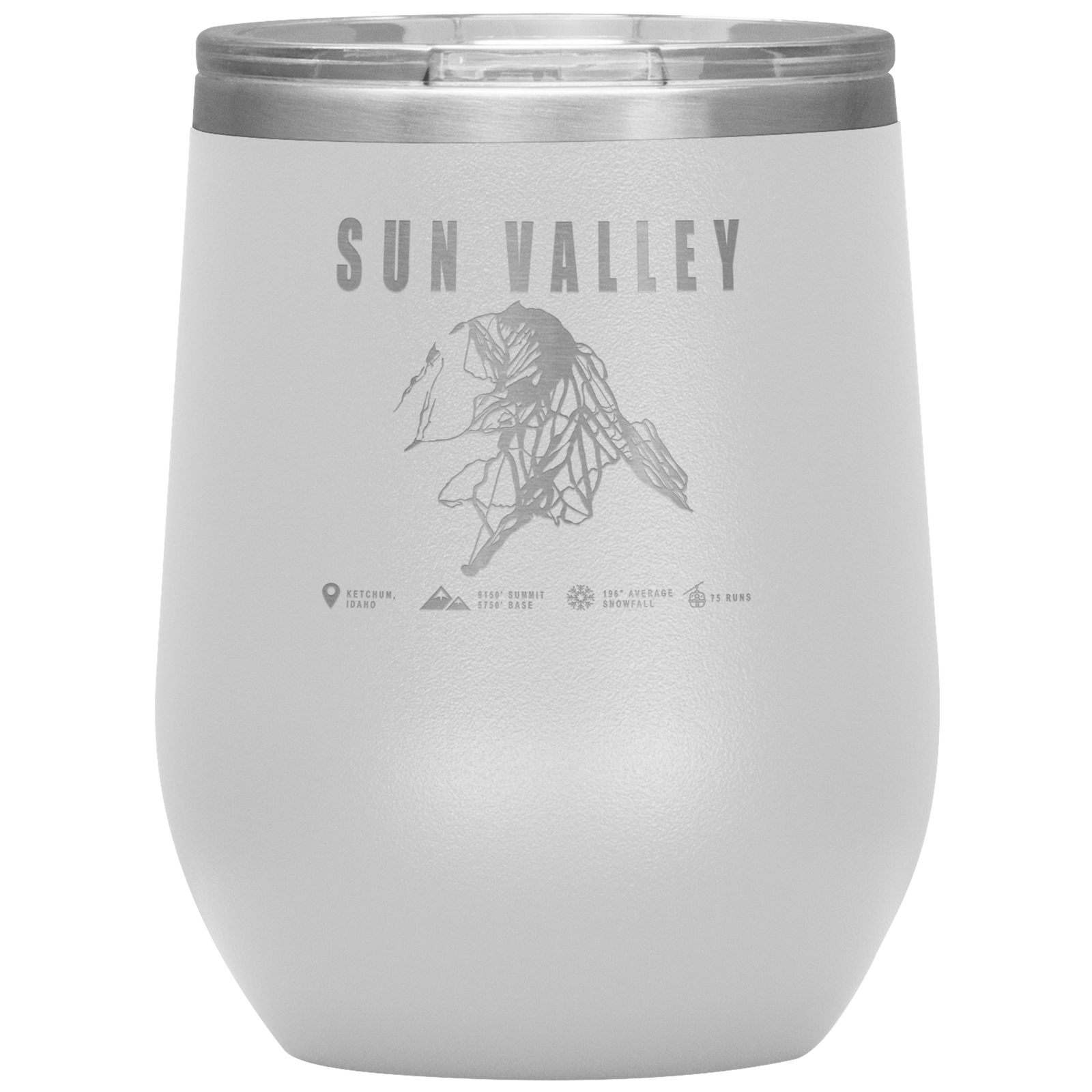 Sun Valley Idaho Ski Trail Map Wine 12oz Tumbler - Powderaddicts