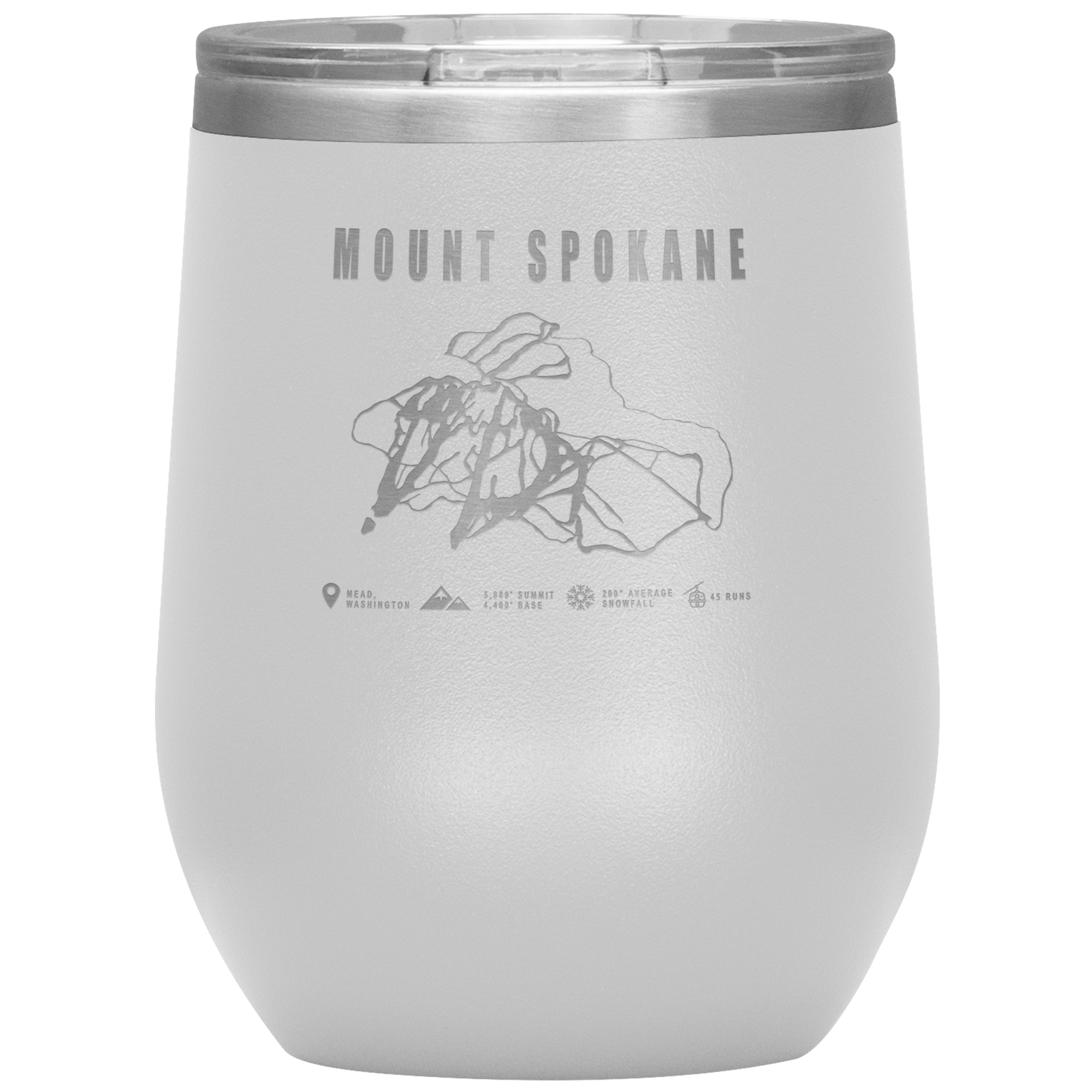 Mount Spokane, Washington Ski Trail Map Wine 12oz Tumbler - Powderaddicts