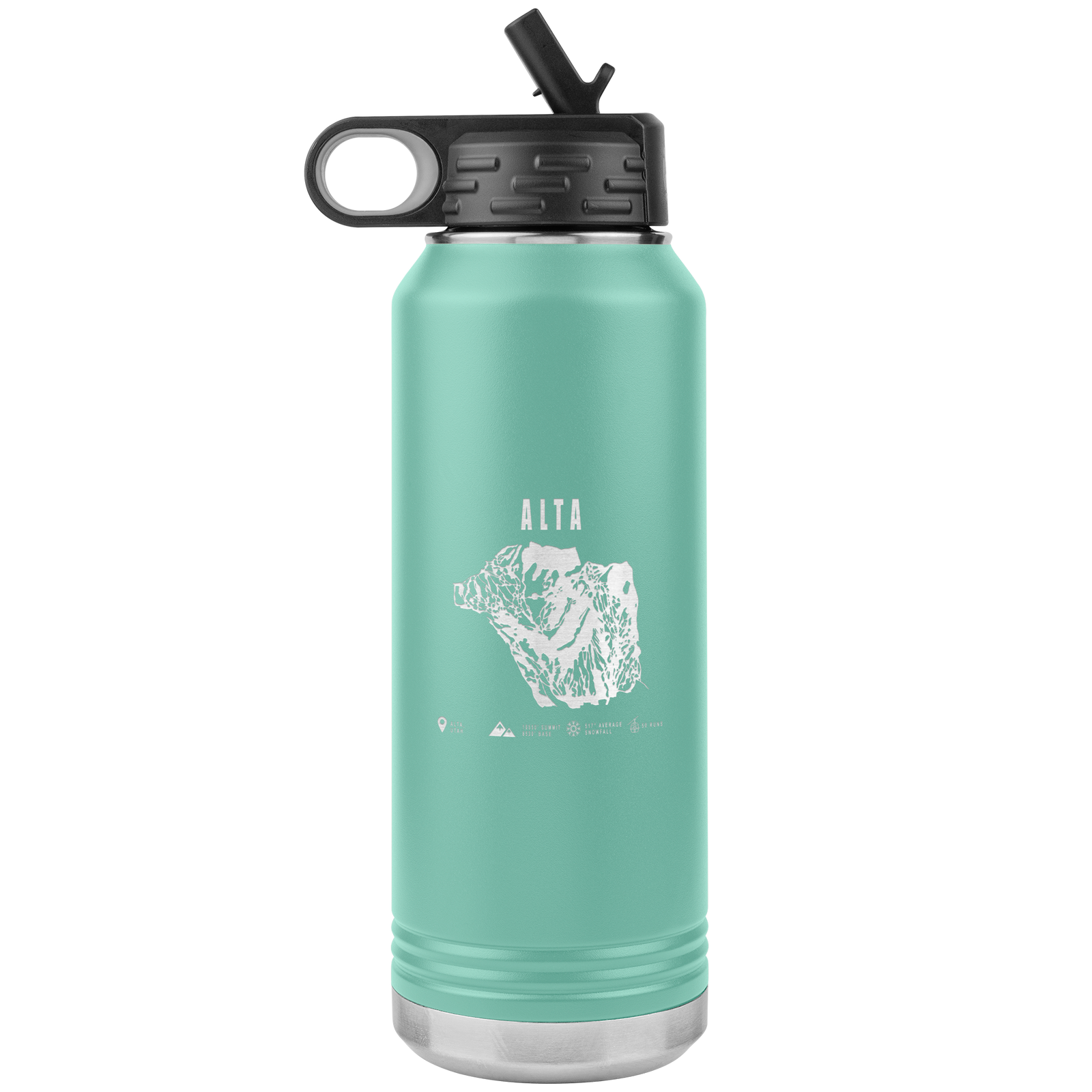 Alta,Utah Ski Trail Map 32oz Water Bottle Tumbler - Powderaddicts
