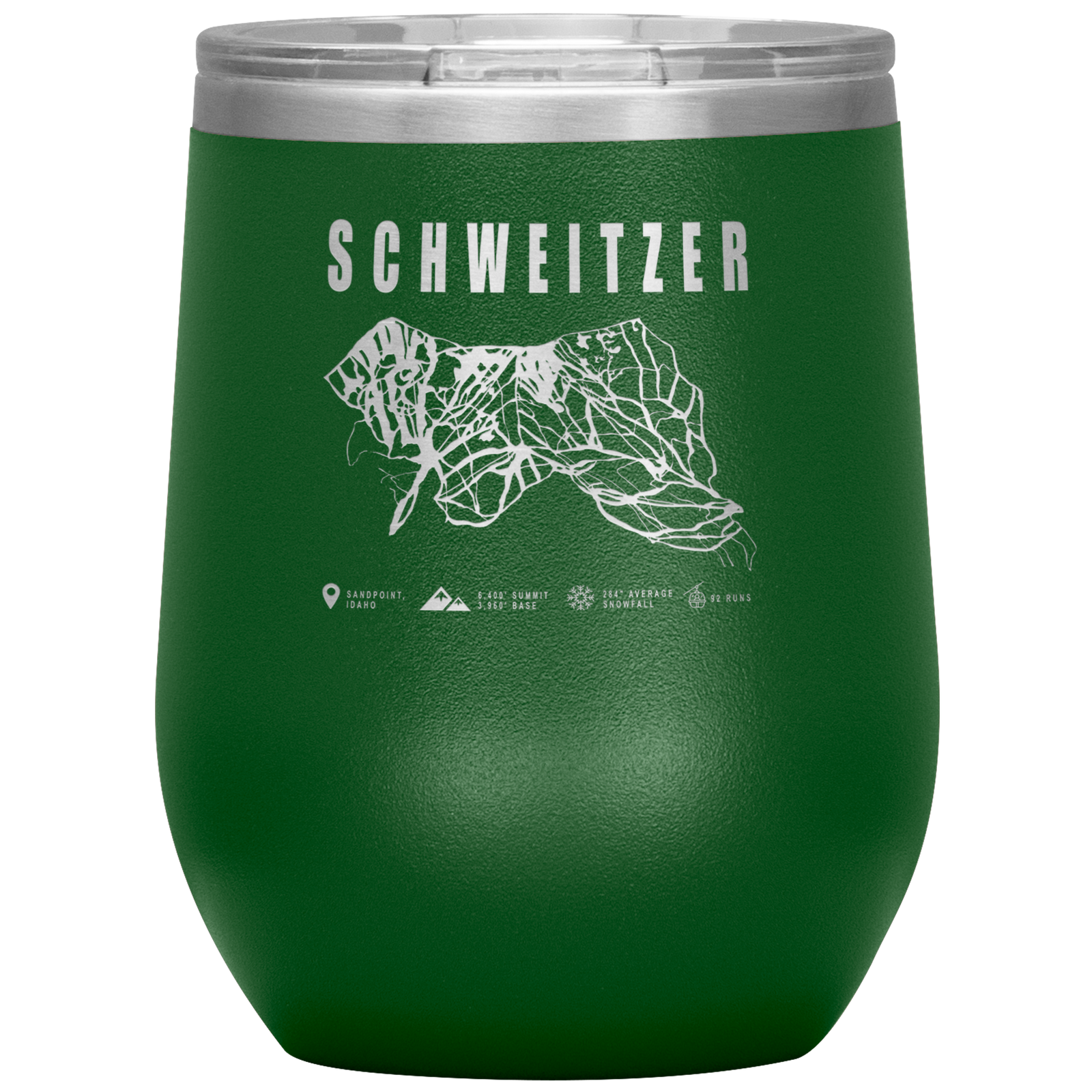 Schweitzer Idaho Ski Trail Map Wine 12oz Tumbler - Powderaddicts