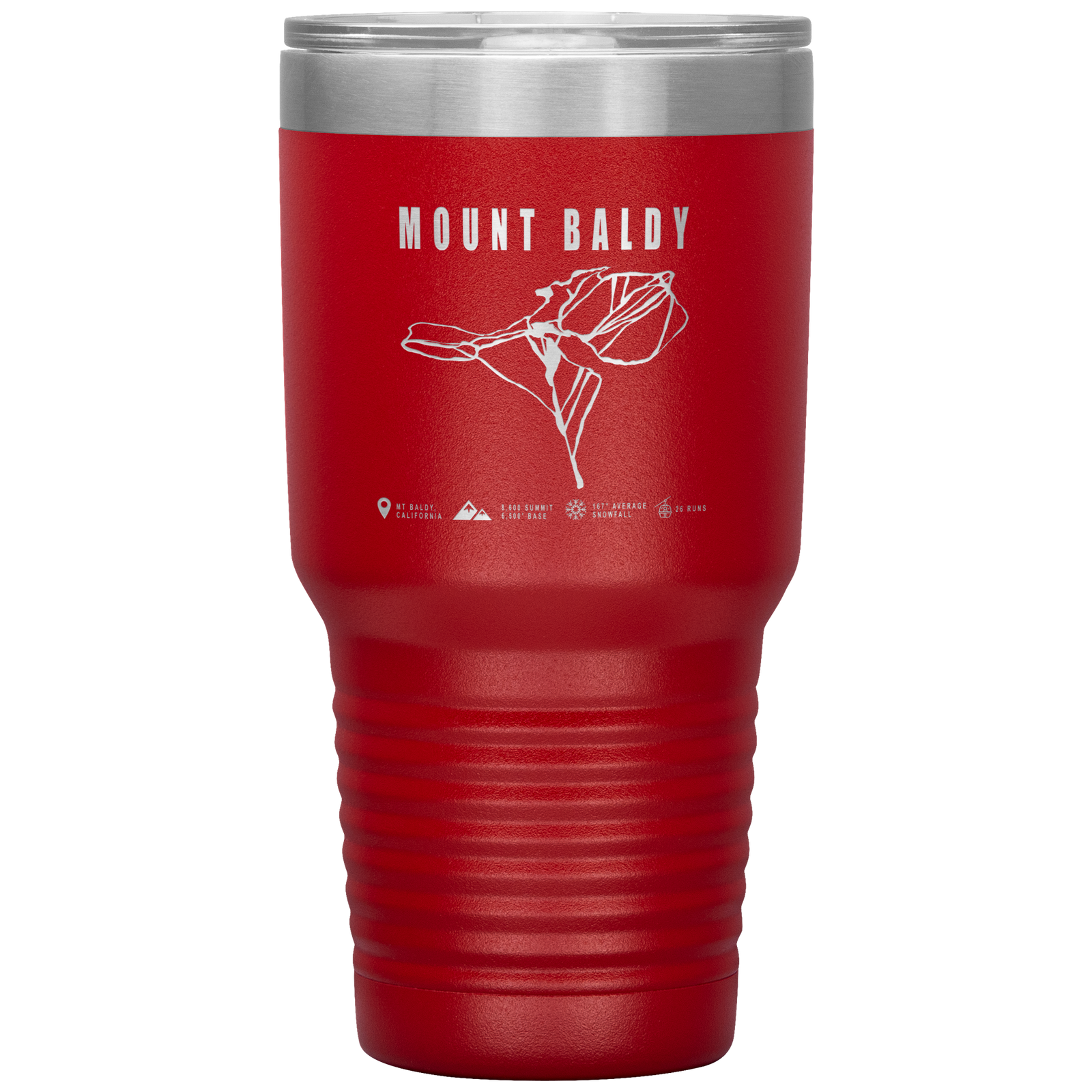 Mount Baldy, California Ski Trail Map 30oz Tumbler - Powderaddicts