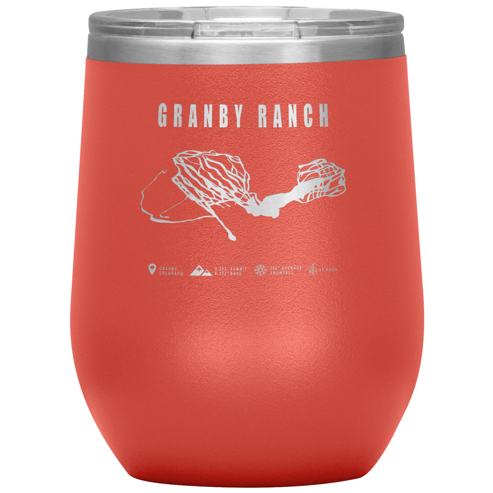 Granby Ranch Colorado Ski Trail Map Wine 12oz Tumbler - Powderaddicts