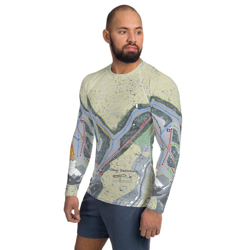 Ober Gatlinburg, Tennessee Ski Trail Map Men's Base Layer Top - Powderaddicts