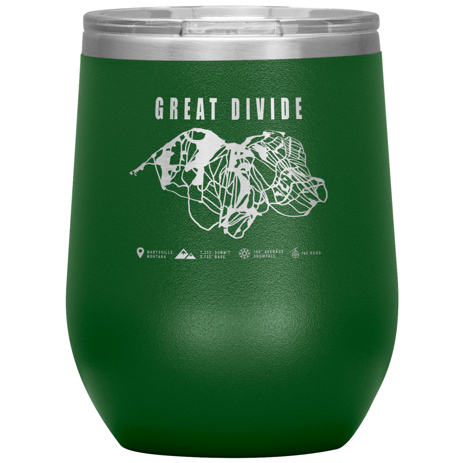 Great Divide Montana Ski Trail Map Wine 12oz Tumbler - Powderaddicts