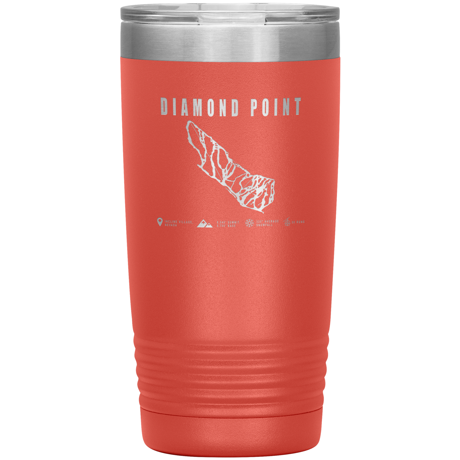 Diamond Point, Nevada Ski Trail Map 20oz Tumbler - Powderaddicts