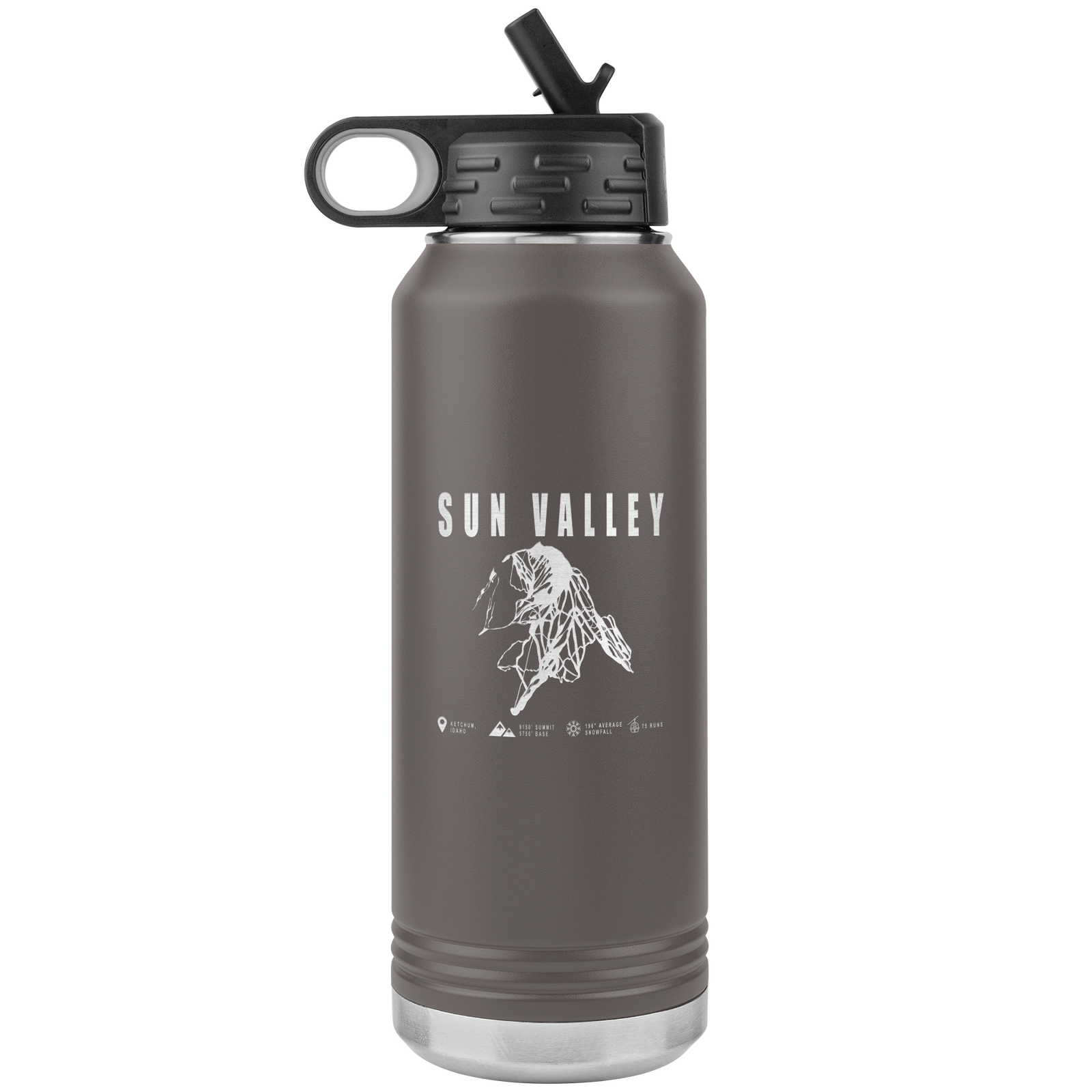 Sun Valley Idaho Ski Trail Map 32oz Water Bottle Tumbler - Powderaddicts