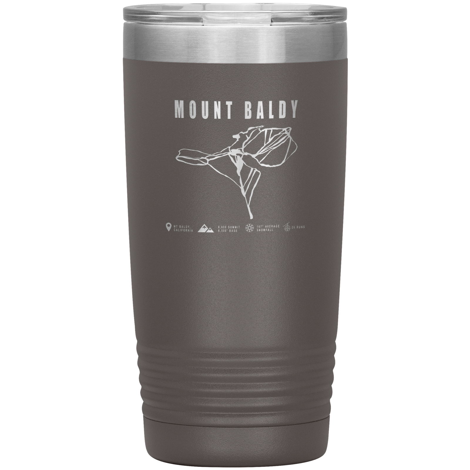 Mount Baldy, California Ski Trail Map 20oz Tumbler - Powderaddicts