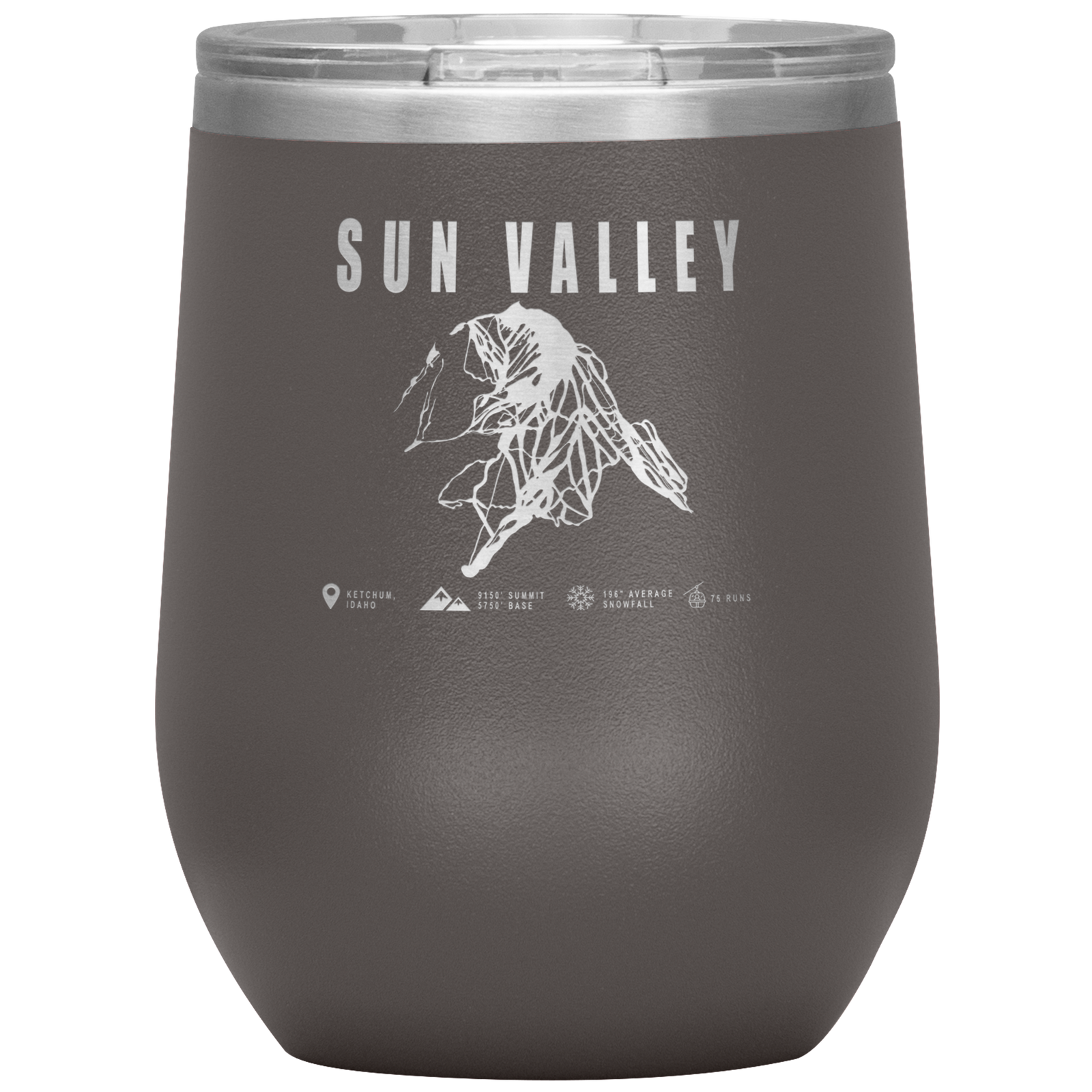 Sun Valley Idaho Ski Trail Map Wine 12oz Tumbler - Powderaddicts