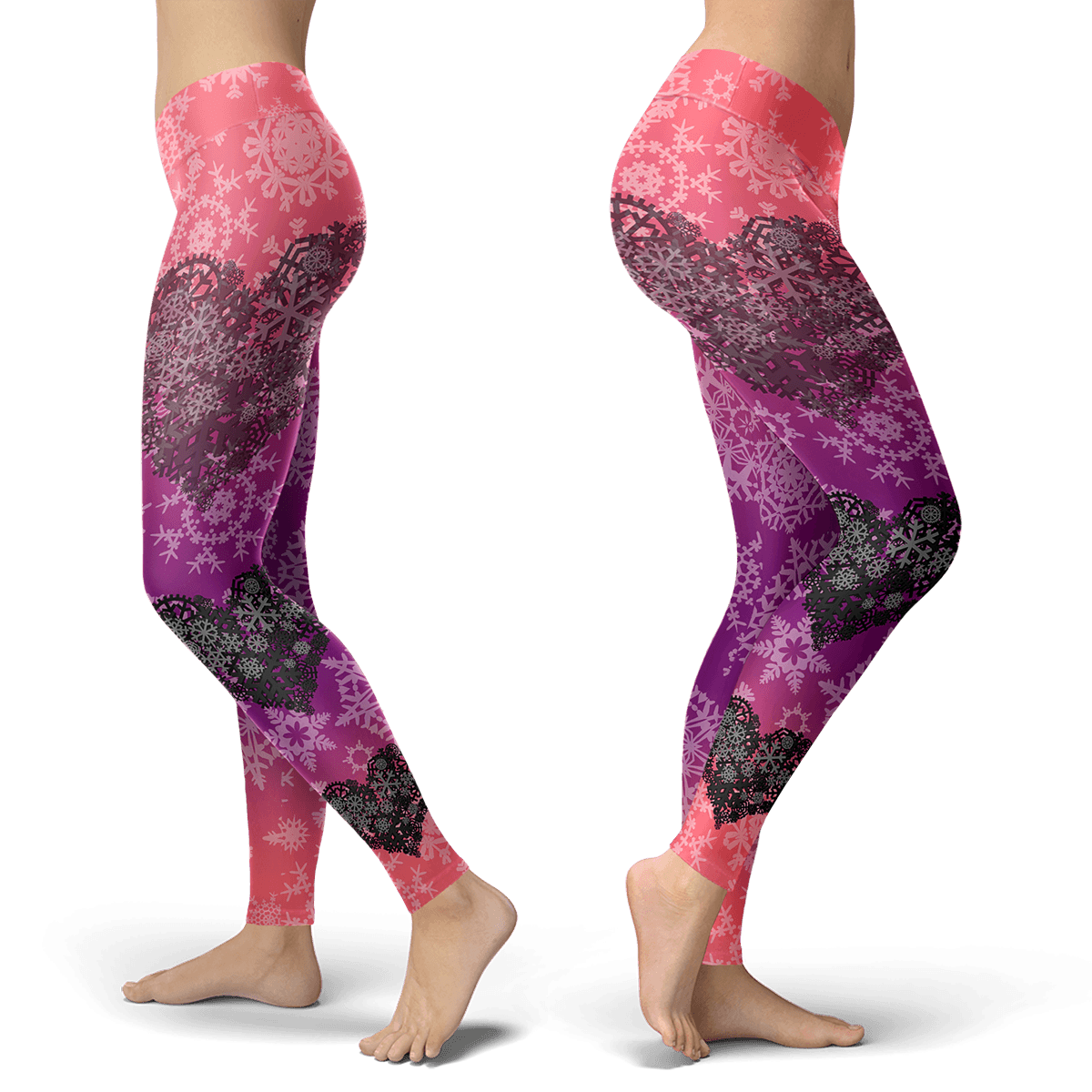 Ombre Pink Heart Leggings - Powderaddicts