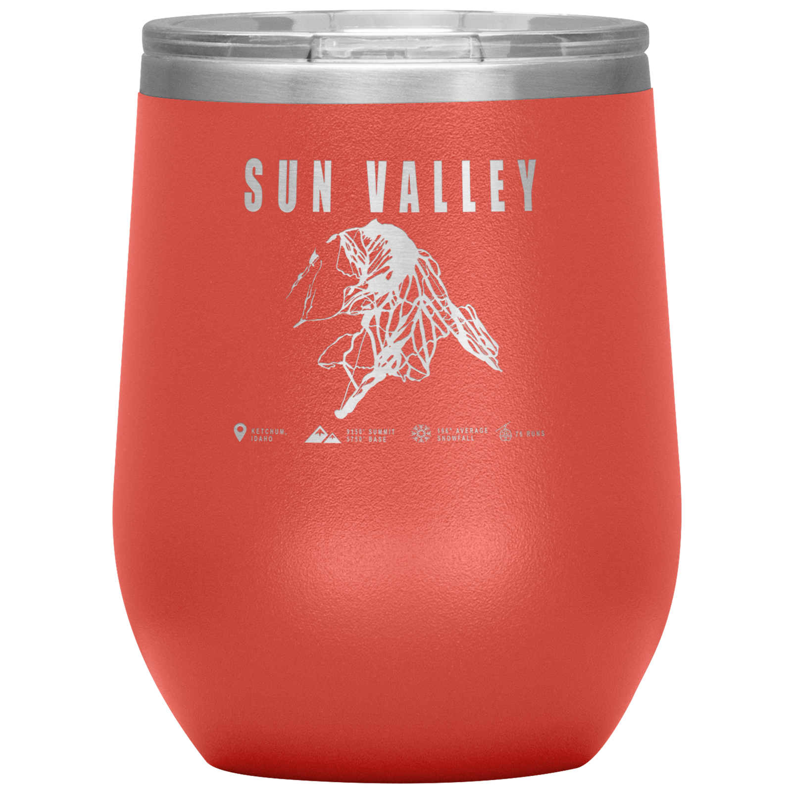 Sun Valley Idaho Ski Trail Map Wine 12oz Tumbler - Powderaddicts
