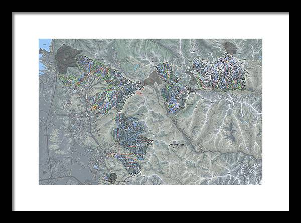 One Wasatch Ski Trail Map - Framed Print - Powderaddicts