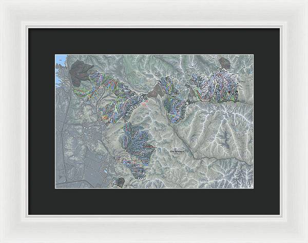 One Wasatch Ski Trail Map - Framed Print - Powderaddicts