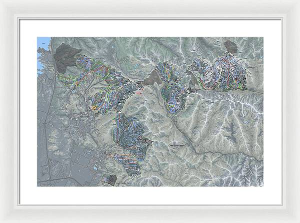 One Wasatch Ski Trail Map - Framed Print - Powderaddicts