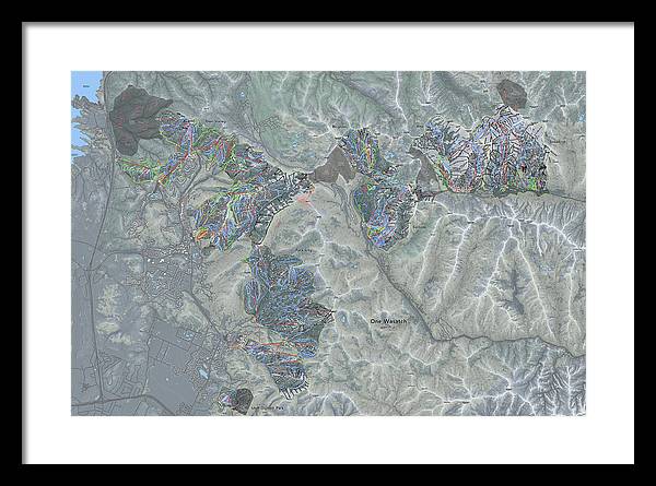 One Wasatch Ski Trail Map - Framed Print - Powderaddicts