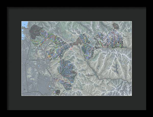 One Wasatch Ski Trail Map - Framed Print - Powderaddicts