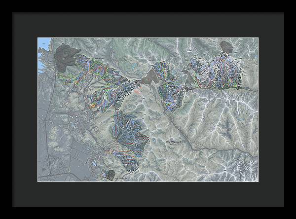 One Wasatch Ski Trail Map - Framed Print - Powderaddicts