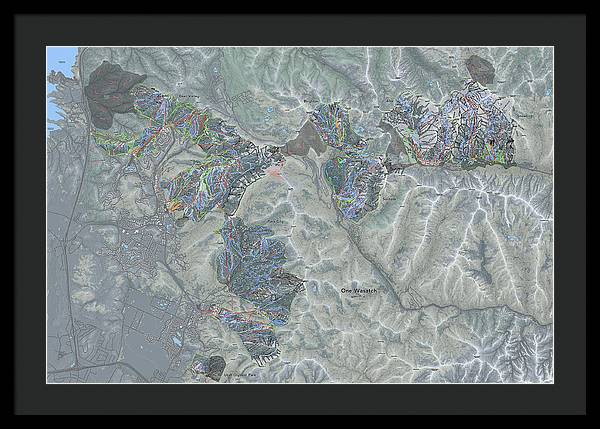 One Wasatch Ski Trail Map - Framed Print - Powderaddicts
