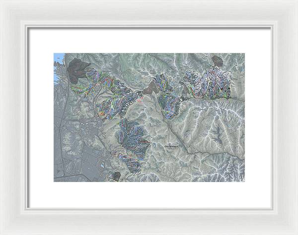 One Wasatch Ski Trail Map - Framed Print - Powderaddicts