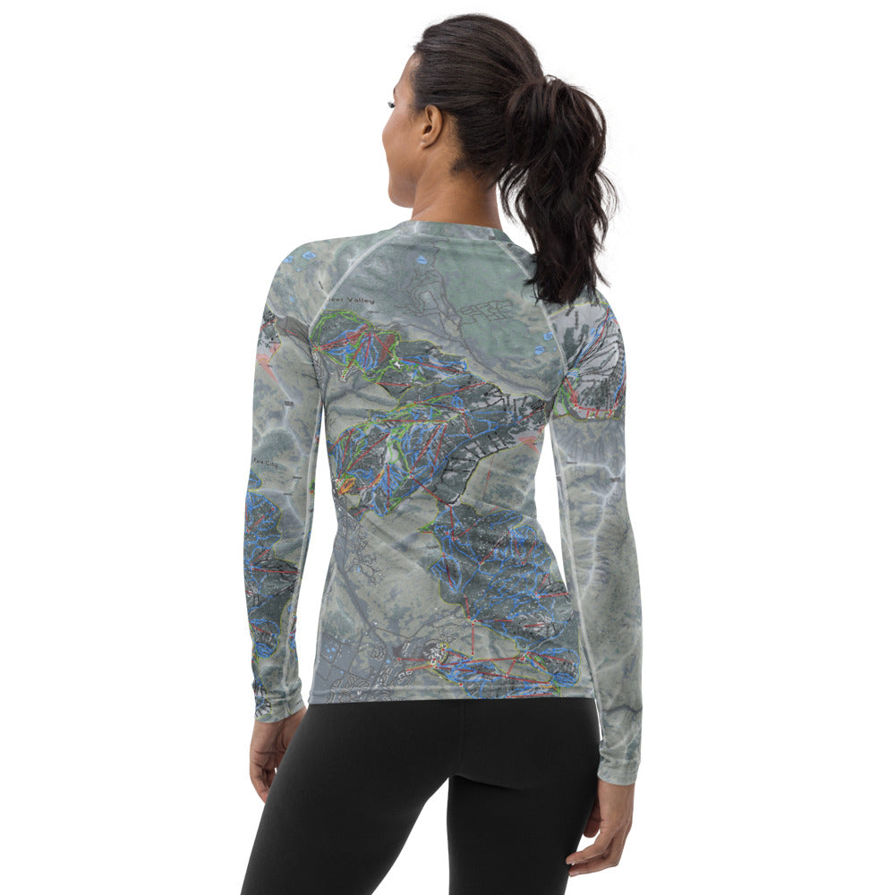 One Wasatch, Utah Ski Trail Map Women's Base Layer Top - Powderaddicts