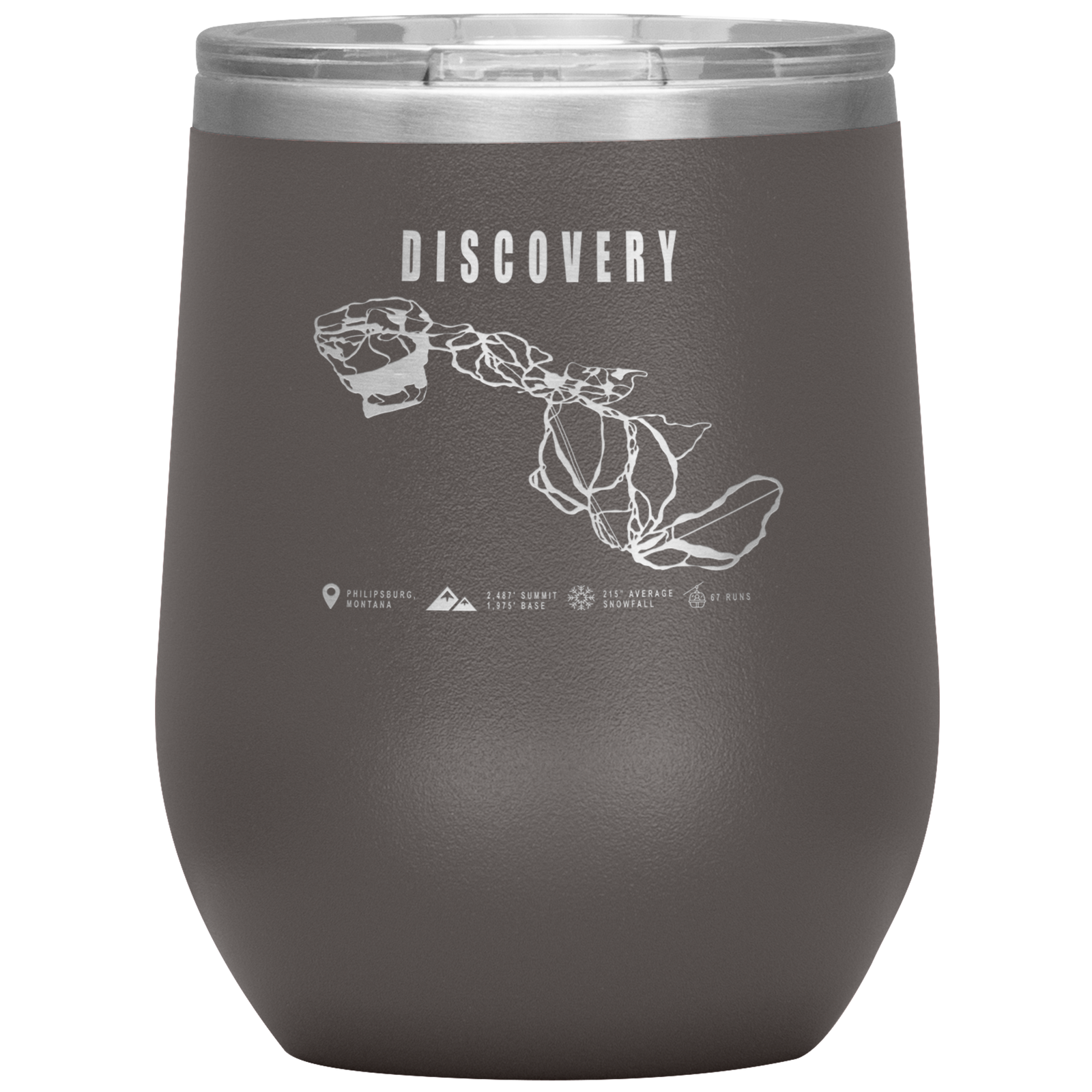 Discovery Montana Ski Trail Map Wine 12oz Tumbler - Powderaddicts
